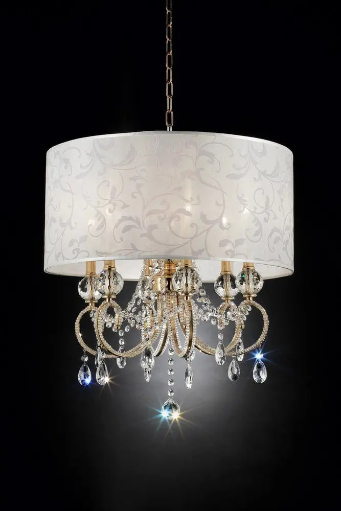 Stunning Brass Gold Finish Ceiling Lamp with Crystal Accents HomeRoots