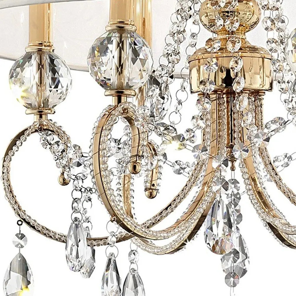 Stunning Brass Gold Finish Ceiling Lamp with Crystal Accents HomeRoots