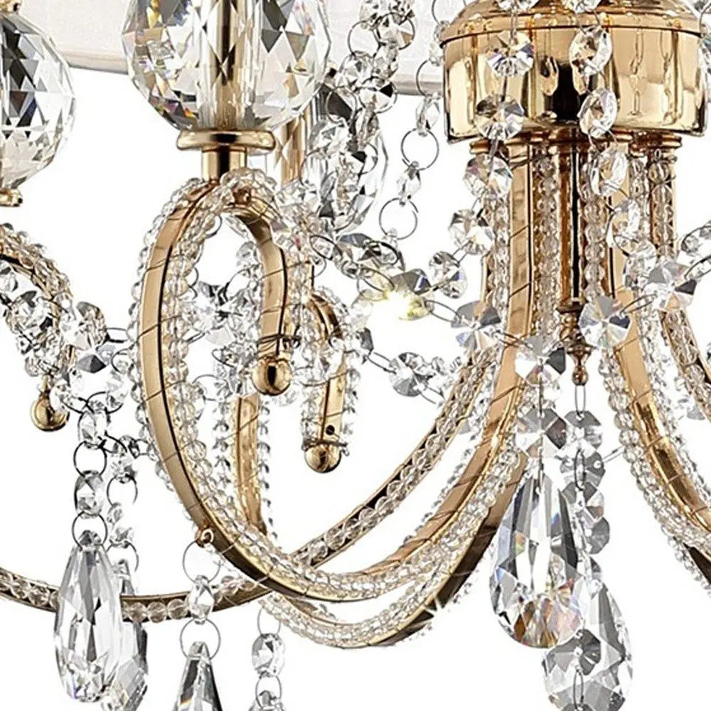 Stunning Brass Gold Finish Ceiling Lamp with Crystal Accents HomeRoots