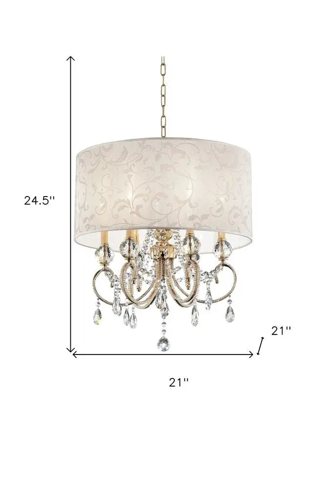 Stunning Brass Gold Finish Ceiling Lamp with Crystal Accents HomeRoots
