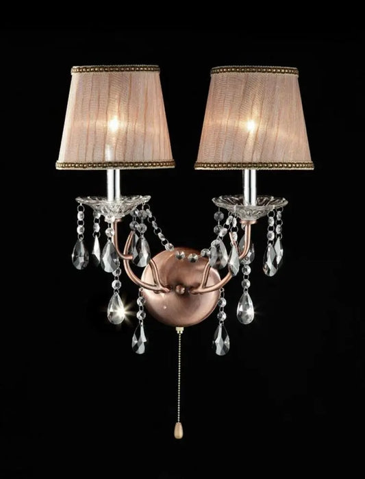 Silver and Pink Faux Crystal Dual Light Hanging Wall Sconce HomeRoots