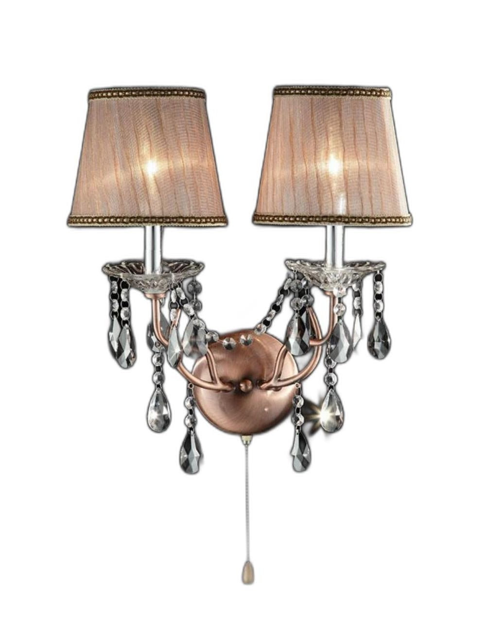 Silver and Pink Faux Crystal Dual Light Hanging Wall Sconce