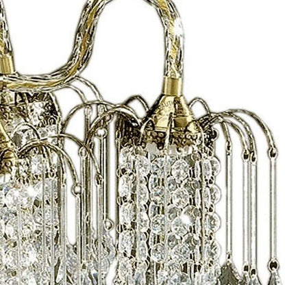 Two Tier Crystal and Brass Hanging Chandelier Light HomeRoots