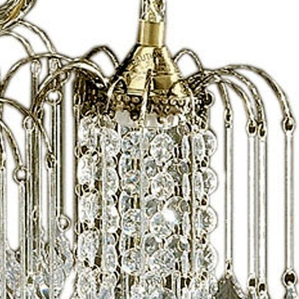 Two Tier Crystal and Brass Hanging Chandelier Light