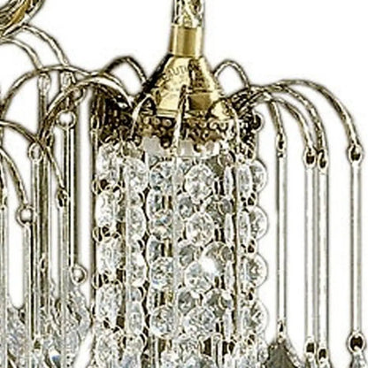 Two Tier Crystal and Brass Hanging Chandelier Light HomeRoots
