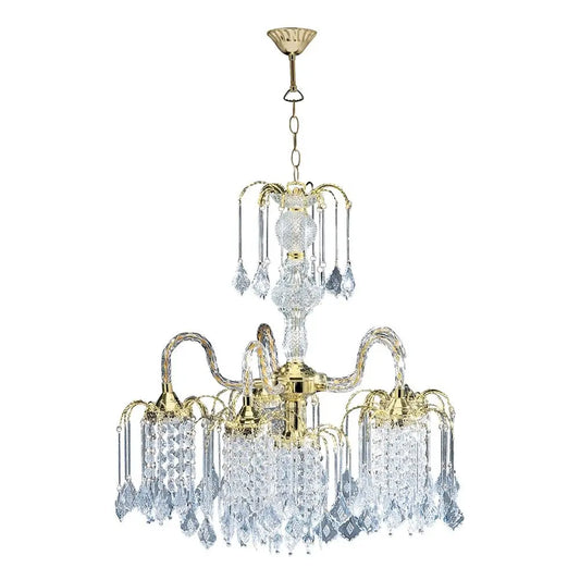 Two Tier Crystal and Gold Hanging Chandelier Light HomeRoots