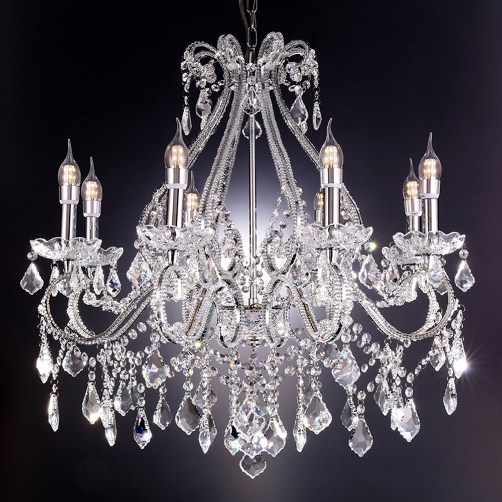Candle Style Empire Eight Light Transparent Glass Led Ceiling Light HomeRoots