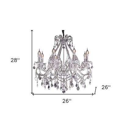 Candle Style Empire Eight Light Transparent Glass Led Ceiling Light