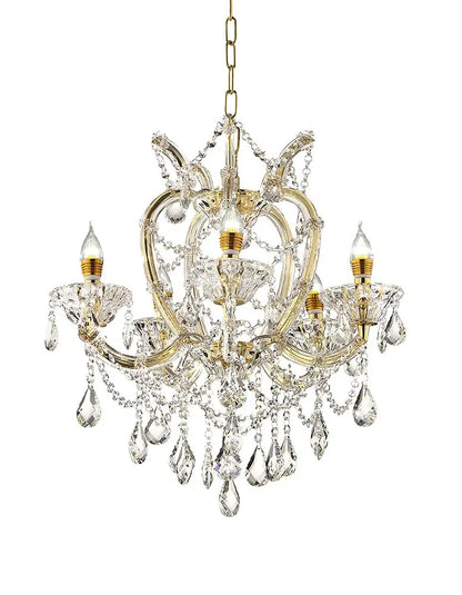 Five Light Glam Gold and Faux Crystal Chandelier HomeRoots