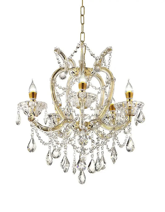 Five Light Glam Gold and Faux Crystal Chandelier HomeRoots