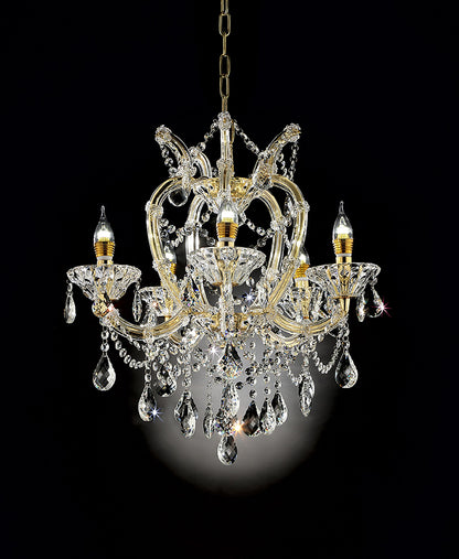 Five Light Glam Gold and Faux Crystal Chandelier