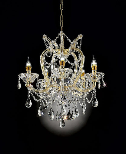 Five Light Glam Gold and Faux Crystal Chandelier HomeRoots