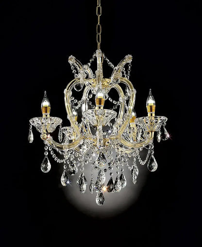 Five Light Glam Gold and Faux Crystal Chandelier HomeRoots