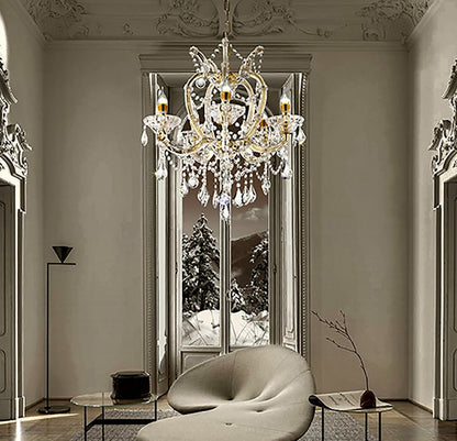 Five Light Glam Gold and Faux Crystal Chandelier HomeRoots