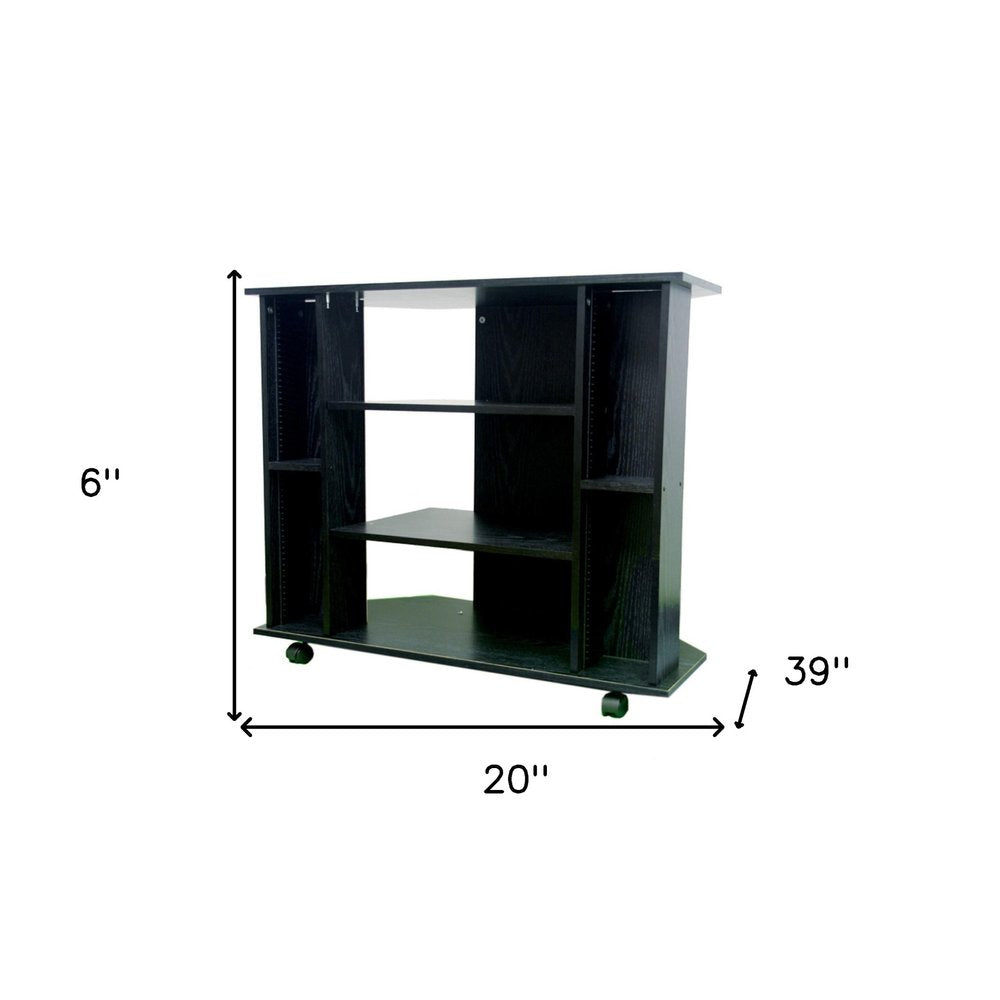 35" Black Open Shelving TV Stand HomeRoots