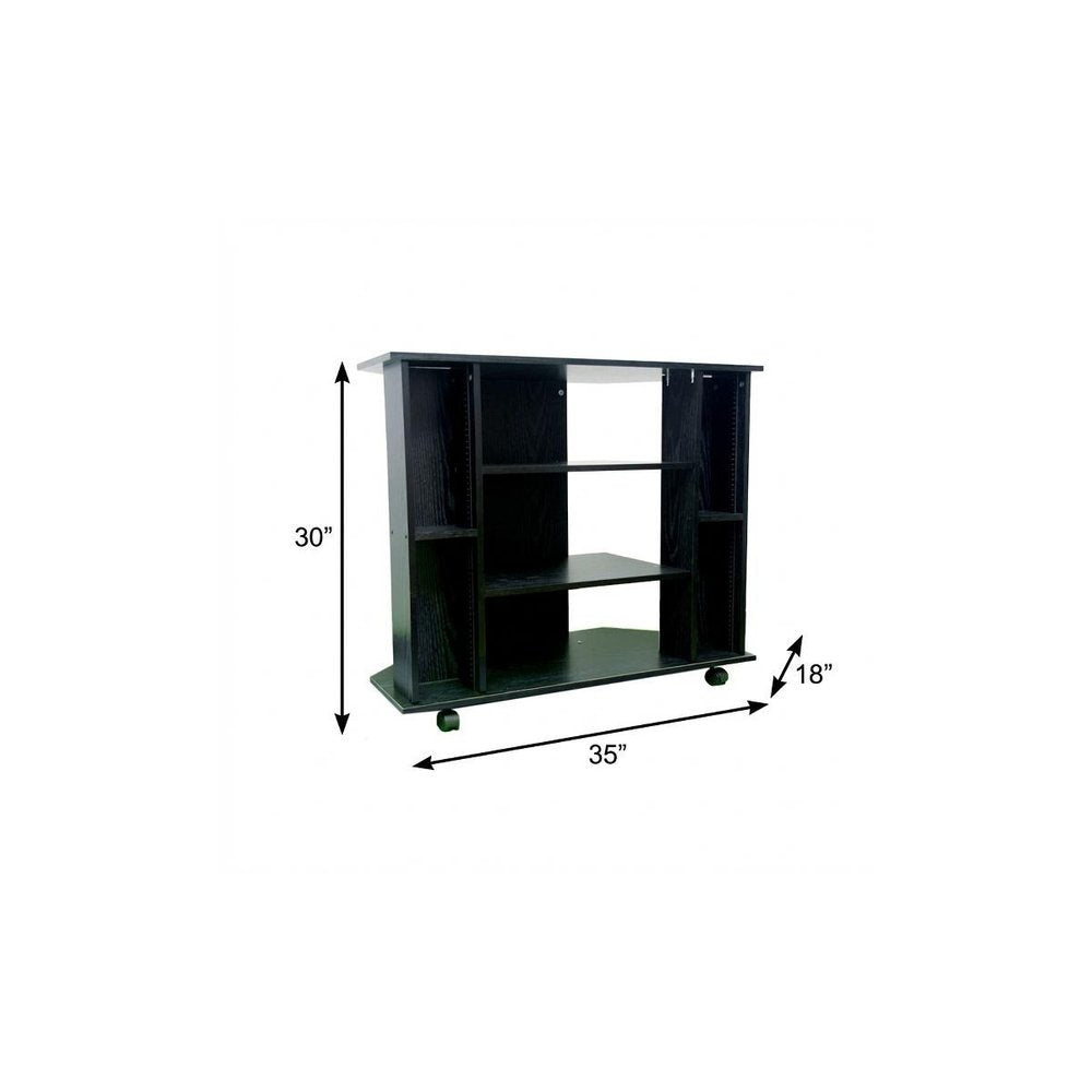 35" Black Open Shelving TV Stand HomeRoots