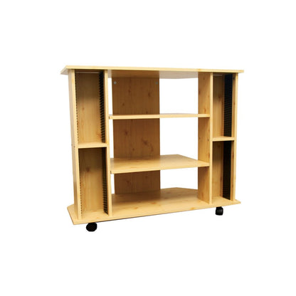 35" Wood Brown Open Shelving TV Stand HomeRoots