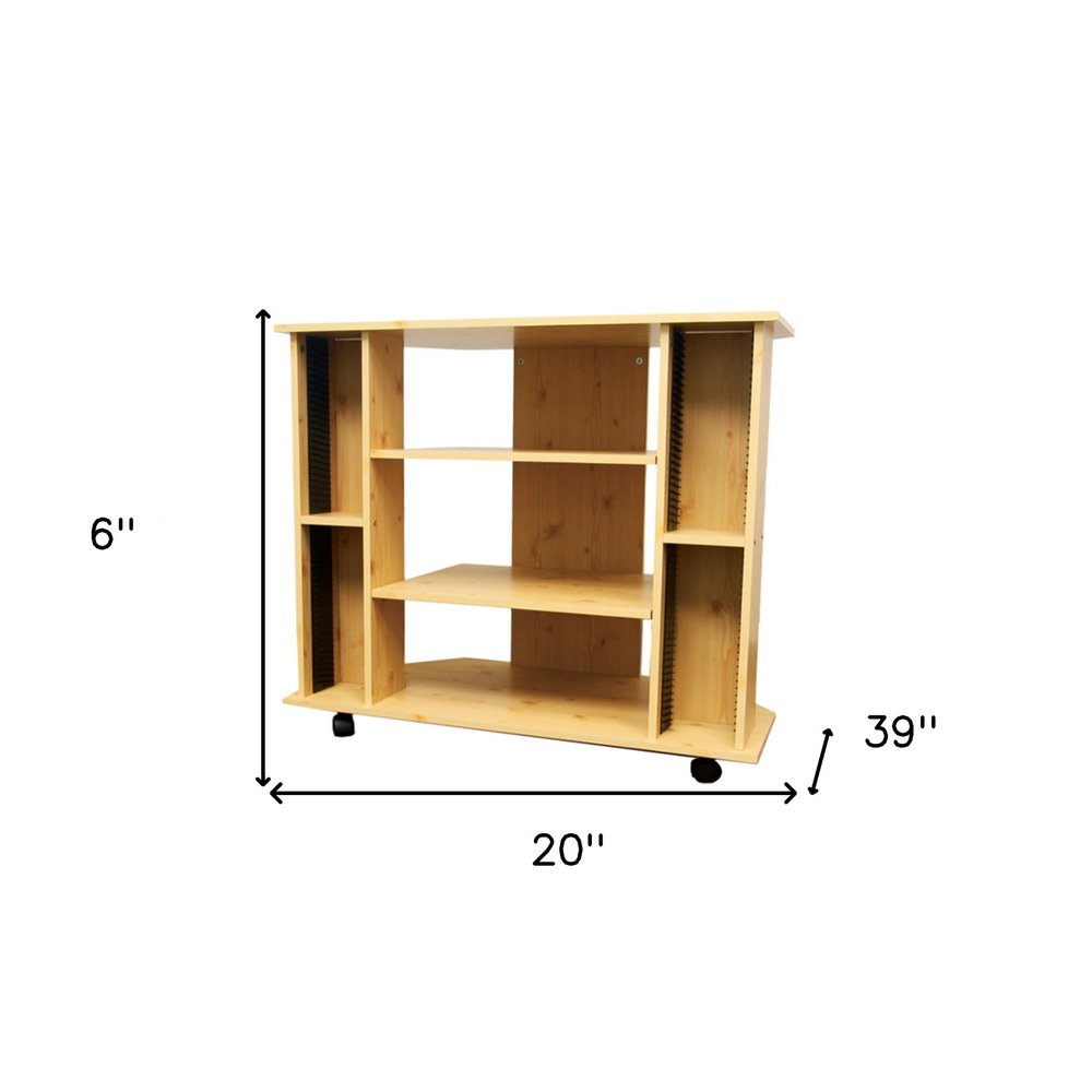 35" Wood Brown Open Shelving TV Stand HomeRoots