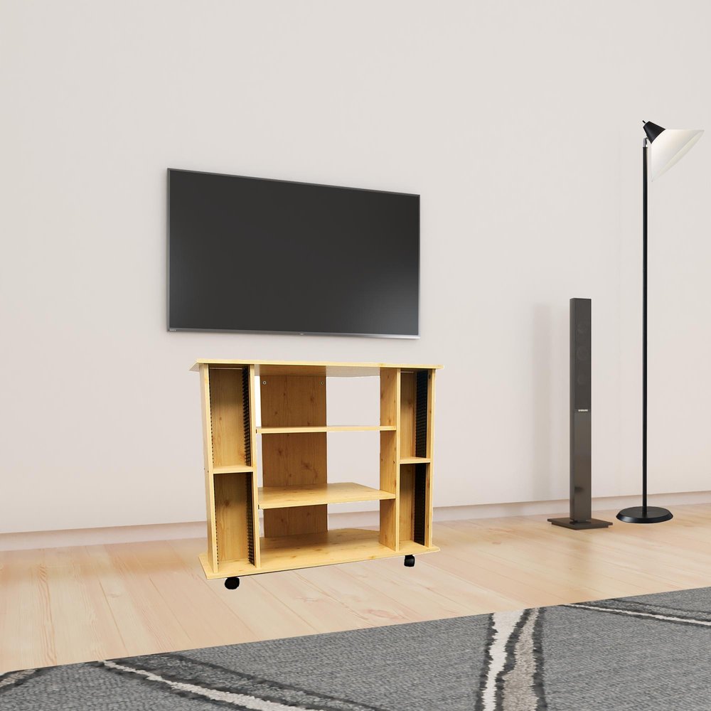 35" Wood Brown Open Shelving TV Stand HomeRoots