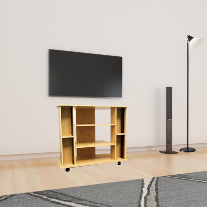 35" Wood Brown Open Shelving TV Stand HomeRoots