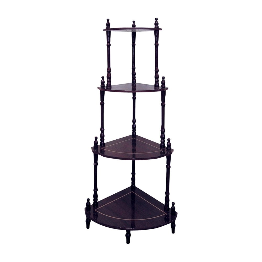 39" Brown Wood Four Tier Corner Bookcase HomeRoots