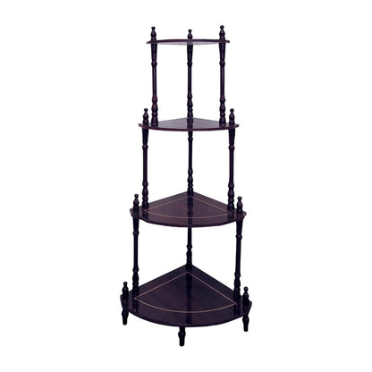39" Brown Wood Four Tier Corner Bookcase HomeRoots