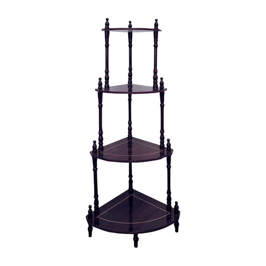 39" Brown Wood Four Tier Corner Bookcase