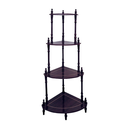 39" Brown Wood Four Tier Corner Bookcase HomeRoots