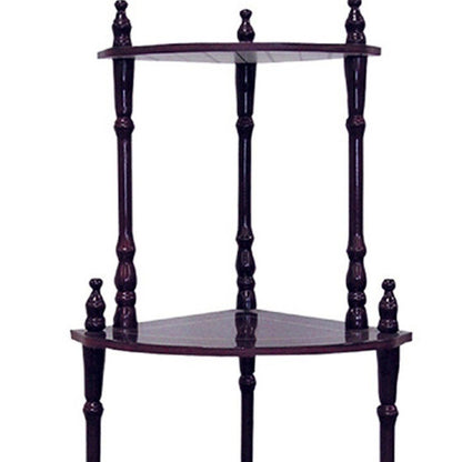 39" Brown Wood Four Tier Corner Bookcase HomeRoots