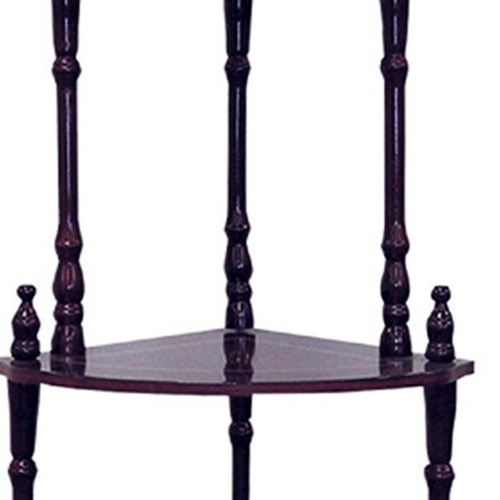 39" Brown Wood Four Tier Corner Bookcase — view 4