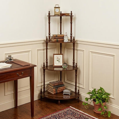 39" Brown Wood Four Tier Corner Bookcase HomeRoots