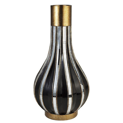 16" Gold and Black Striped Bud Polyresin Table Vase HomeRoots