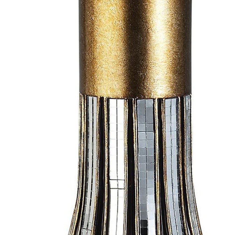 16" Gold and Black Striped Bud Polyresin Table Vase HomeRoots