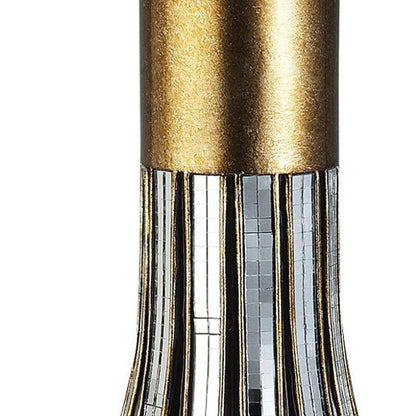 16" Gold and Black Striped Bud Polyresin Table Vase HomeRoots