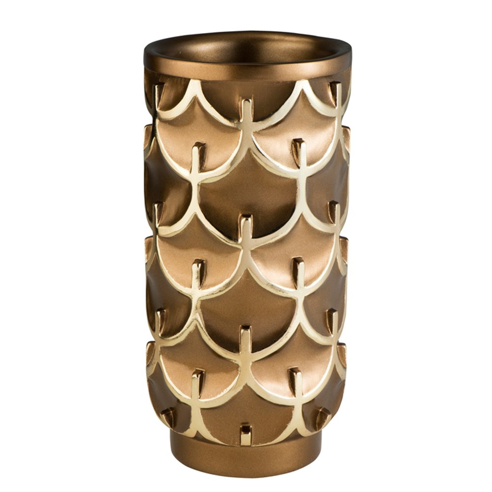 14" Polyresin Gold Geometric Cylinder Table Vase HomeRoots