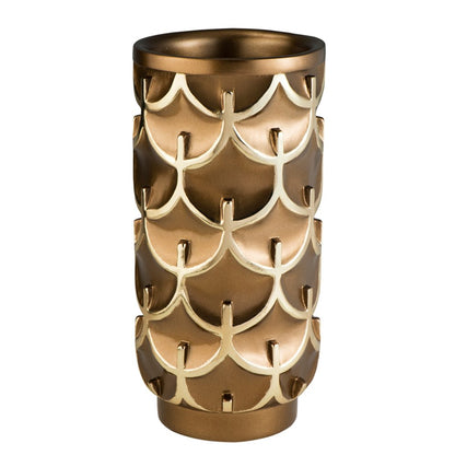 14" Polyresin Gold Geometric Cylinder Table Vase HomeRoots