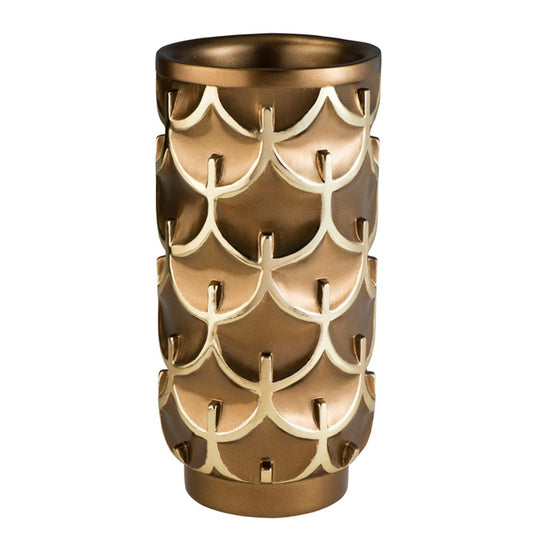 14" Polyresin Gold Geometric Cylinder Table Vase HomeRoots