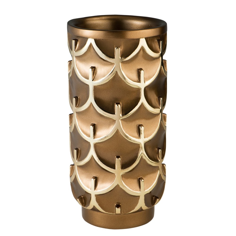 14" Polyresin Gold Geometric Cylinder Table Vase HomeRoots