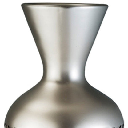 22" Brown and Silver Geometric Cylinder Polyresin Floor Vase HomeRoots