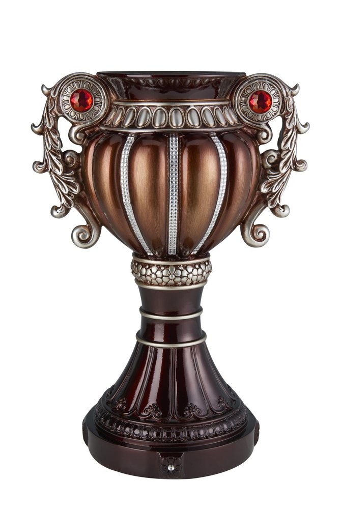 18" Bronze and Silver Floral Urn Polyresin Table Vase With Stones HomeRoots