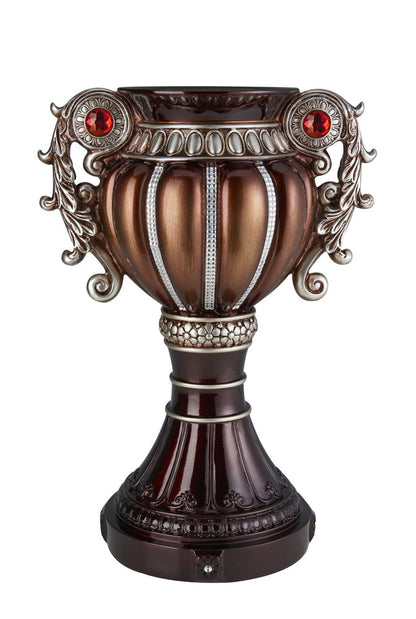 18" Bronze and Silver Floral Urn Polyresin Table Vase With Stones HomeRoots