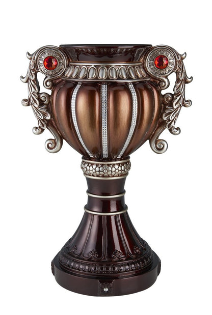 18" Bronze and Silver Floral Urn Polyresin Table Vase With Stones HomeRoots