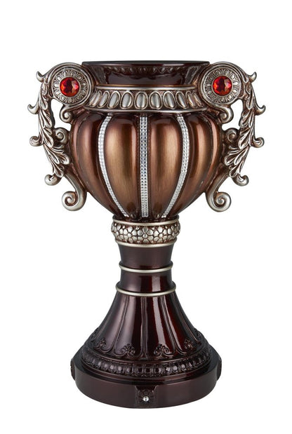 18" Bronze and Silver Floral Urn Polyresin Table Vase With Stones HomeRoots