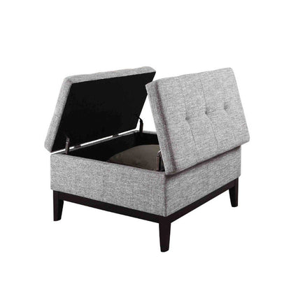 36" Light Gray Linen And Black Tufted Storage HomeRoots