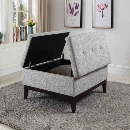 36" Light Gray Linen And Black Tufted Storage HomeRoots