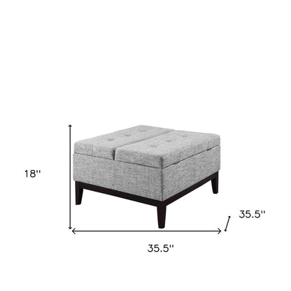36" Light Gray Linen And Black Tufted Storage HomeRoots