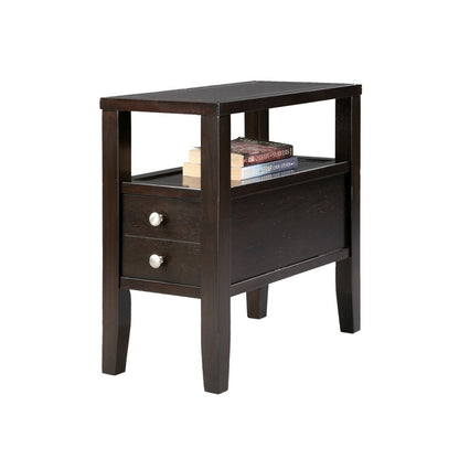 24" Brown End Table With Two Drawers