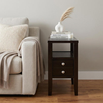24" Brown End Table With Two Drawers HomeRoots