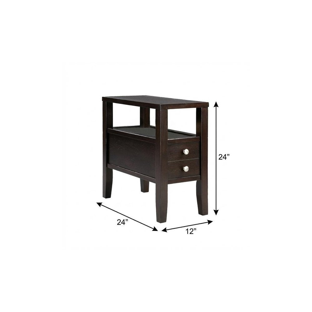 24" Brown End Table With Two Drawers HomeRoots