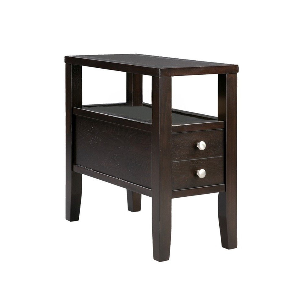 24" Brown End Table With Two Drawers HomeRoots